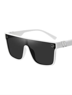 White Shield Visor Sunglasses with Black Lens UV400